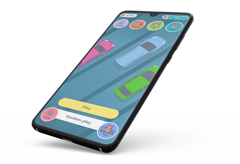 mockup of the car racing game app